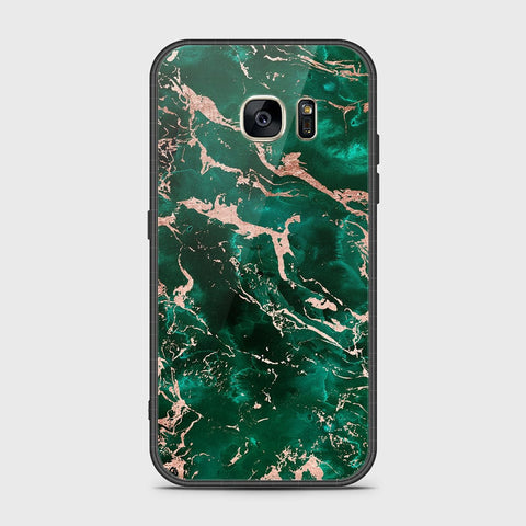 Samsung Galaxy S7 Cover- Colorful Marble Series - HQ Ultra Shine Premium Infinity Glass Soft Silicon Borders Case