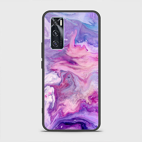 Vivo V20 SE Cover - Colorful Marble Series - HQ Ultra Shine Premium Infinity Glass Soft Silicon Borders Case