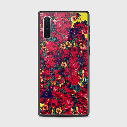 Samsung Galaxy Note 10 Cover - Floral Series - HQ Ultra Shine Premium Infinity Glass Soft Silicon Borders Case