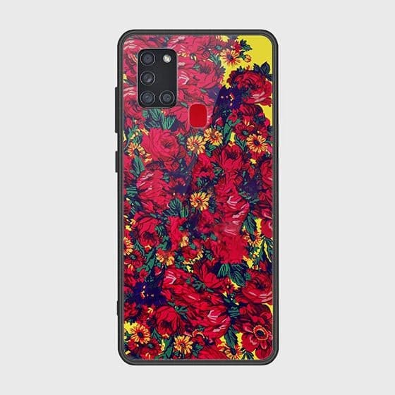 Samsung Galaxy A21s Cover - Floral Series - HQ Ultra Shine Premium Infinity Glass Soft Silicon Borders Case