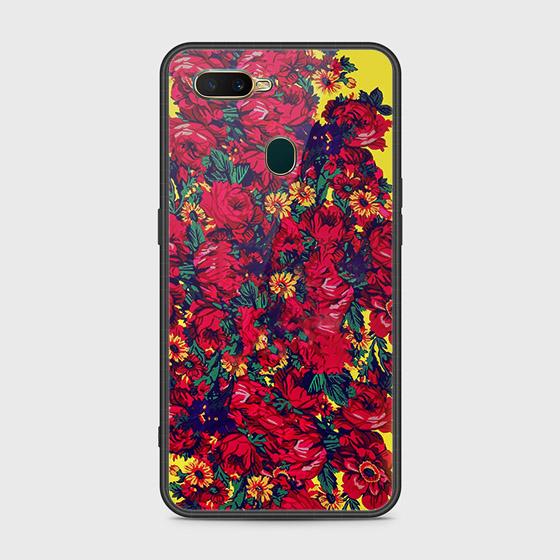 Oppo A7 Cover - Floral Series - HQ Ultra Shine Premium Infinity Glass Soft Silicon Borders Case