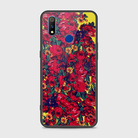 Realme 3i Cover - Floral Series - HQ Ultra Shine Premium Infinity Glass Soft Silicon Borders Case