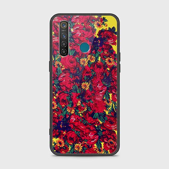 Realme 5 Pro Cover - Floral Series - HQ Ultra Shine Premium Infinity Glass Soft Silicon Borders Case