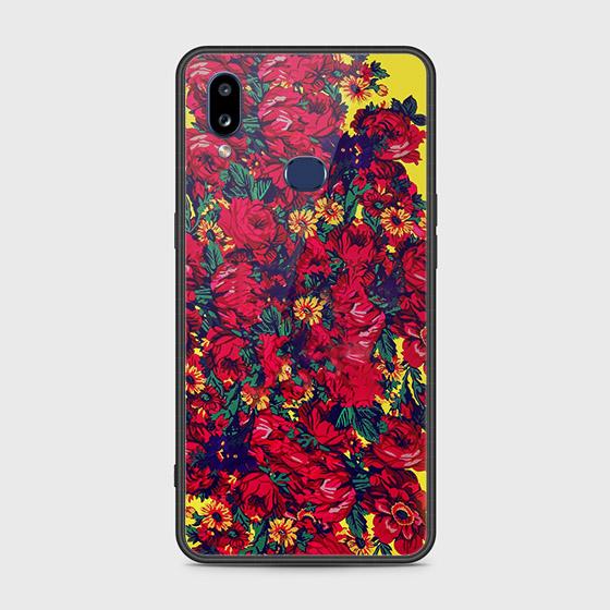 Samsung Galaxy A10s Cover - Floral Series - HQ Ultra Shine Premium Infinity Glass Soft Silicon Borders Case