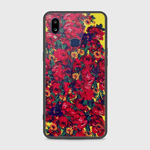 Samsung Galaxy A10s Cover - Floral Series - HQ Ultra Shine Premium Infinity Glass Soft Silicon Borders Case