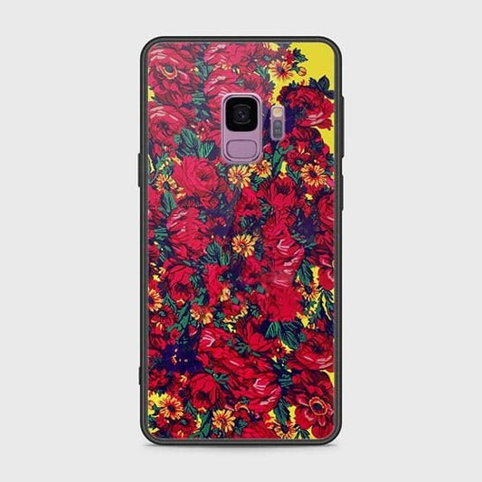 Samsung Galaxy S9 Cover - Floral Series - HQ Ultra Shine Premium Infinity Glass Soft Silicon Borders Case