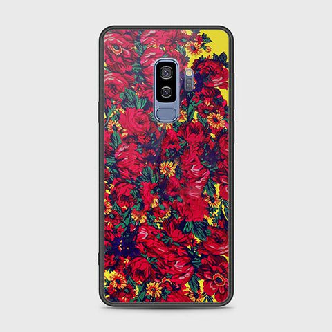 Samsung Galaxy S9 Plus Cover - Floral Series - HQ Ultra Shine Premium Infinity Glass Soft Silicon Borders Case