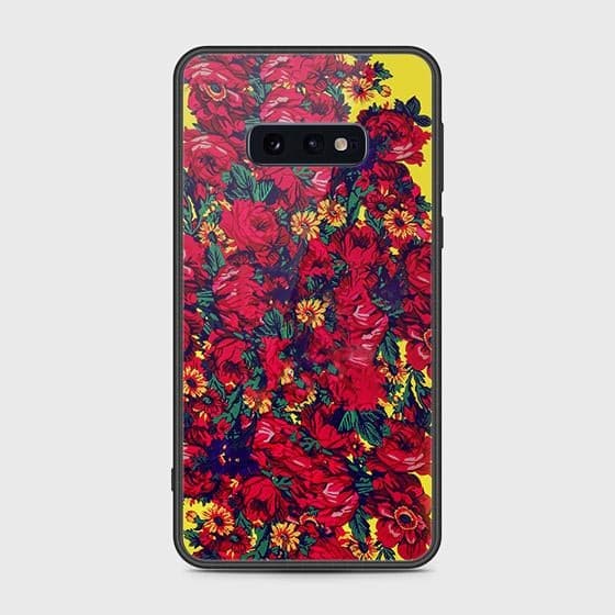 Samsung Galaxy S10e Cover - Floral Series - HQ Ultra Shine Premium Infinity Glass Soft Silicon Borders Case