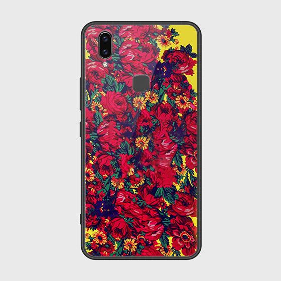 Vivo Y85 Cover - Floral Series - HQ Ultra Shine Premium Infinity Glass Soft Silicon Borders Case