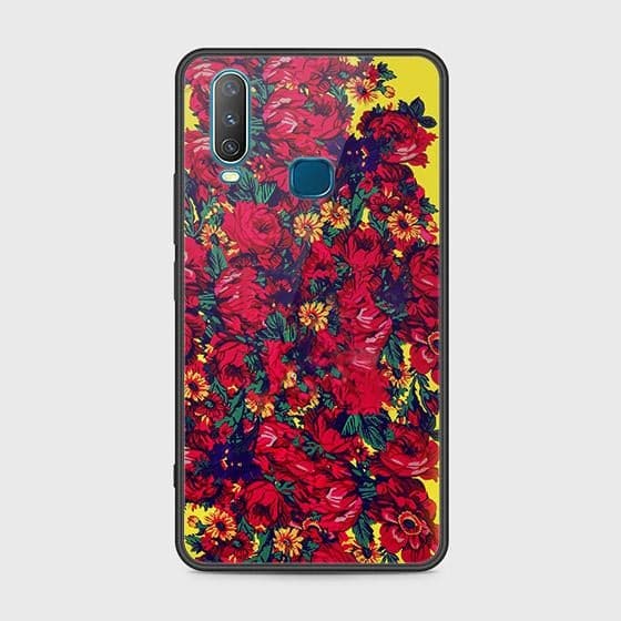 Vivo Y17 Cover - Floral Series - HQ Ultra Shine Premium Infinity Glass Soft Silicon Borders Case