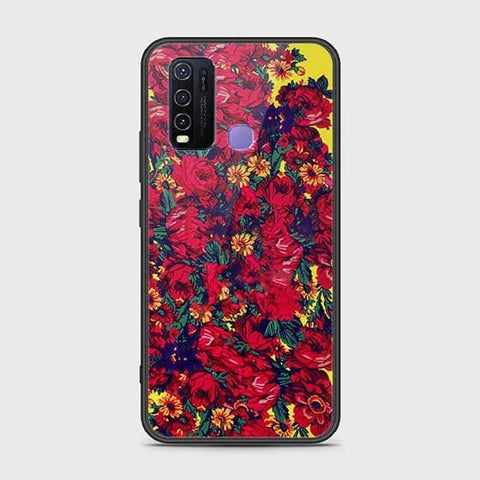 Vivo Y30 Cover - Floral Series - HQ Ultra Shine Premium Infinity Glass Soft Silicon Borders Case