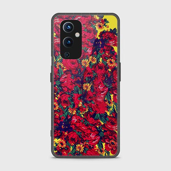 Oneplus 9 Cover - Floral Series - HQ Ultra Shine Premium Infinity Glass Soft Silicon Borders Case