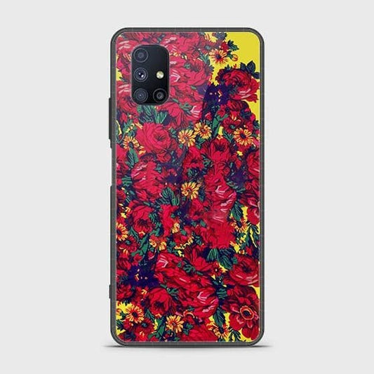 Samsung Galaxy M51 Cover - Floral Series - HQ Ultra Shine Premium Infinity Glass Soft Silicon Borders Case