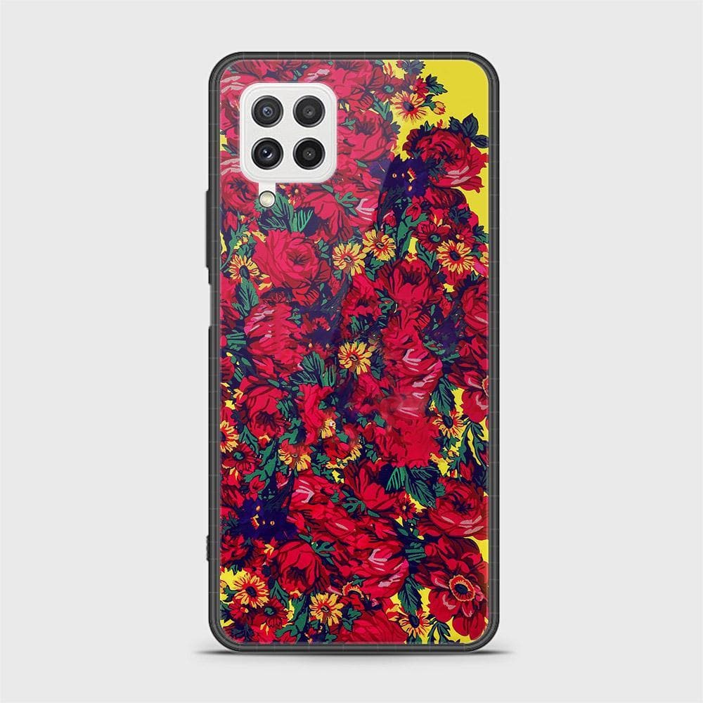 Samsung Galaxy M22 Cover- Floral Series - HQ Ultra Shine Premium Infinity Glass Soft Silicon Borders Case