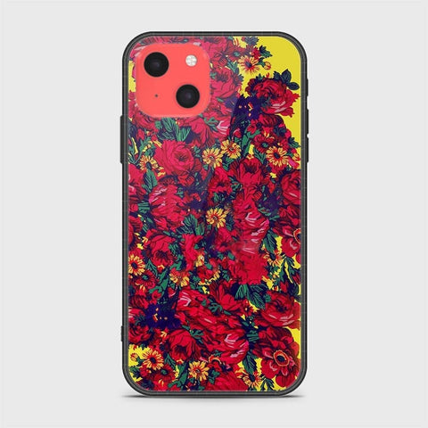 iPhone 13 Mini Cover- Floral Series - HQ Ultra Shine Premium Infinity Glass Soft Silicon Borders Case