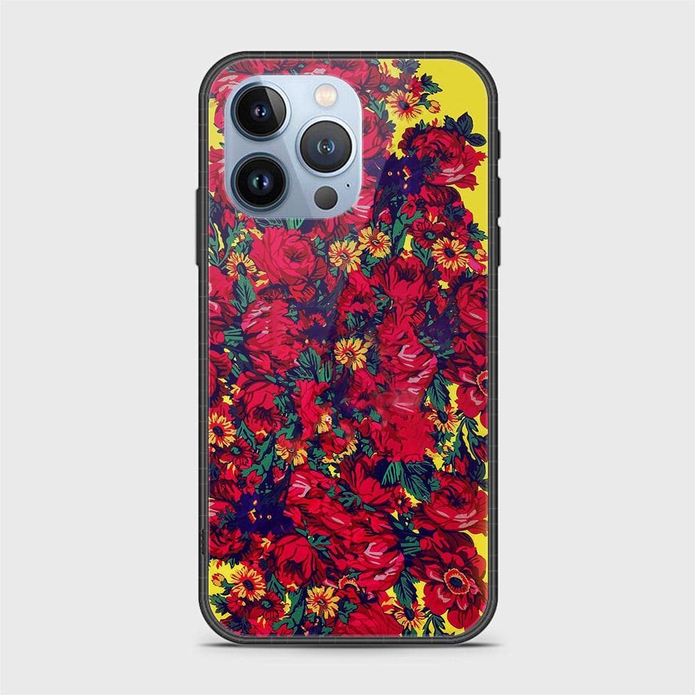 iPhone 13 Pro Max Cover- Floral Series - HQ Ultra Shine Premium Infinity Glass Soft Silicon Borders Case