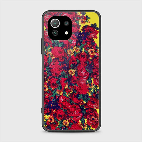 Xiaomi Mi 11 Lite Cover - Floral Series - HQ Ultra Shine Premium Infinity Glass Soft Silicon Borders Case