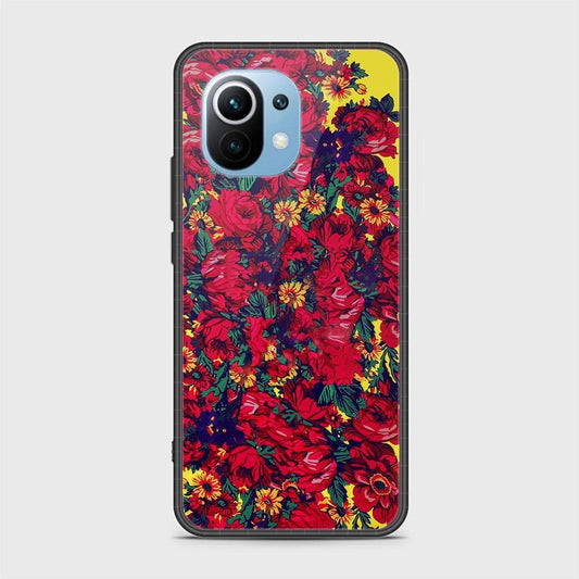 Xiaomi Mi 11 Cover - Floral Series - HQ Ultra Shine Premium Infinity Glass Soft Silicon Borders Case