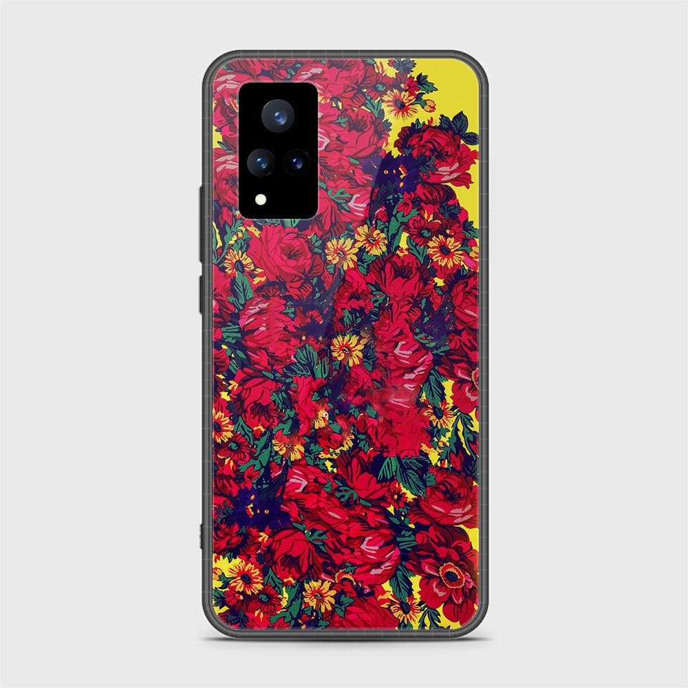 Vivo V21 Cover - Floral Series - HQ Ultra Shine Premium Infinity Glass Soft Silicon Borders Case