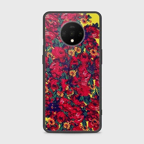 OnePlus 7T Cover - Floral Series - HQ Ultra Shine Premium Infinity Glass Soft Silicon Borders Case