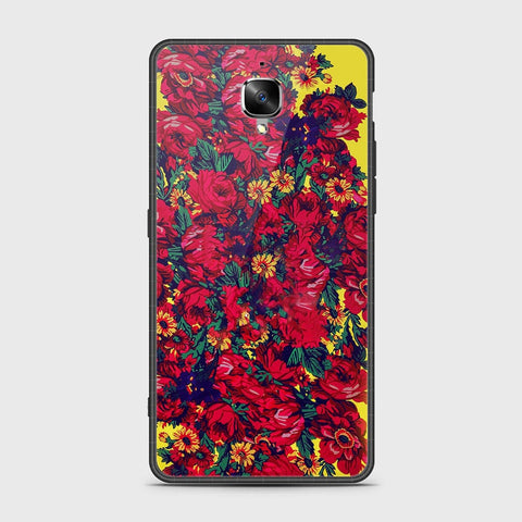 OnePlus 3 Cover- Floral Series - HQ Ultra Shine Premium Infinity Glass Soft Silicon Borders Case