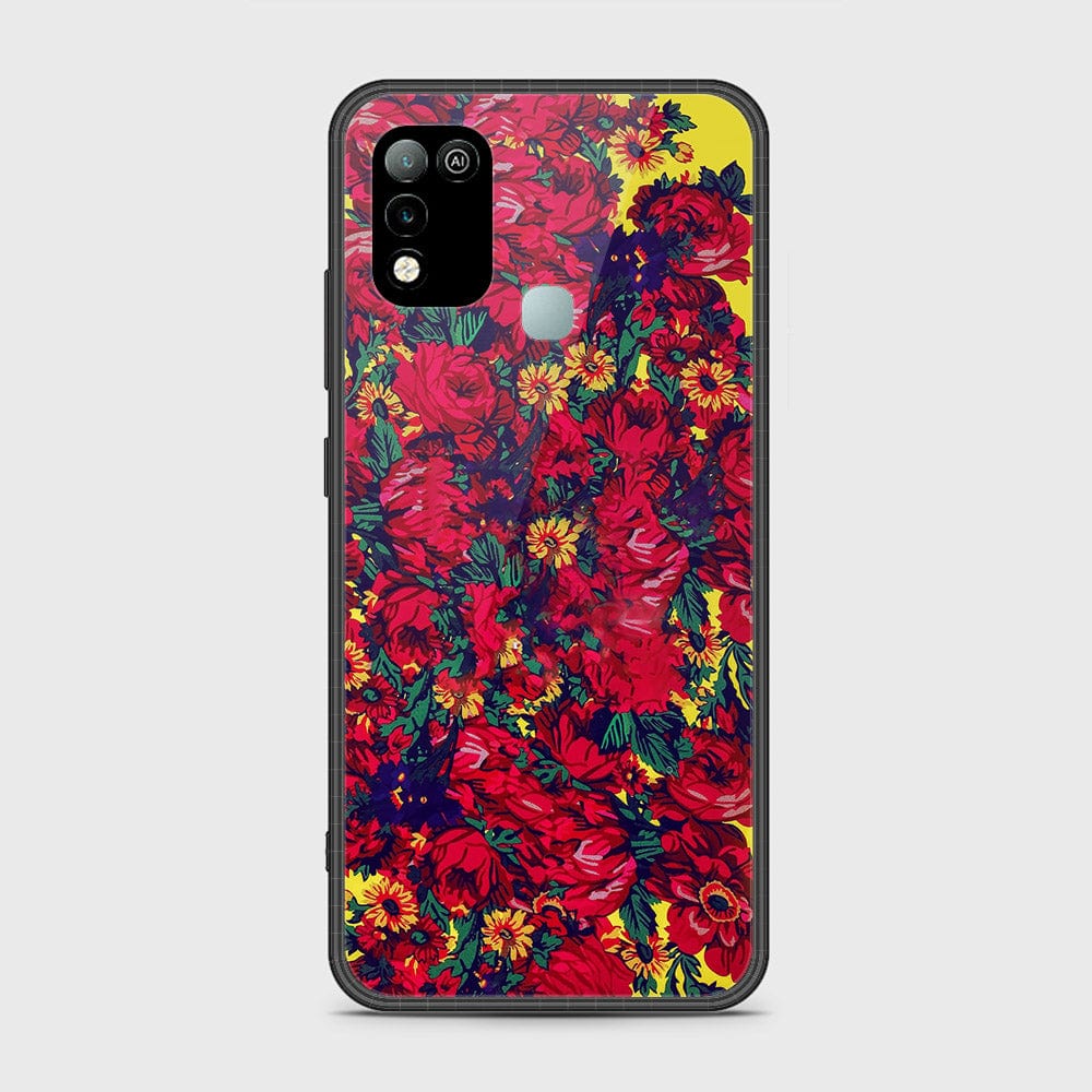 Infinix Hot 10 Play Cover- Floral Series - HQ Ultra Shine Premium Infinity Glass Soft Silicon Borders Case