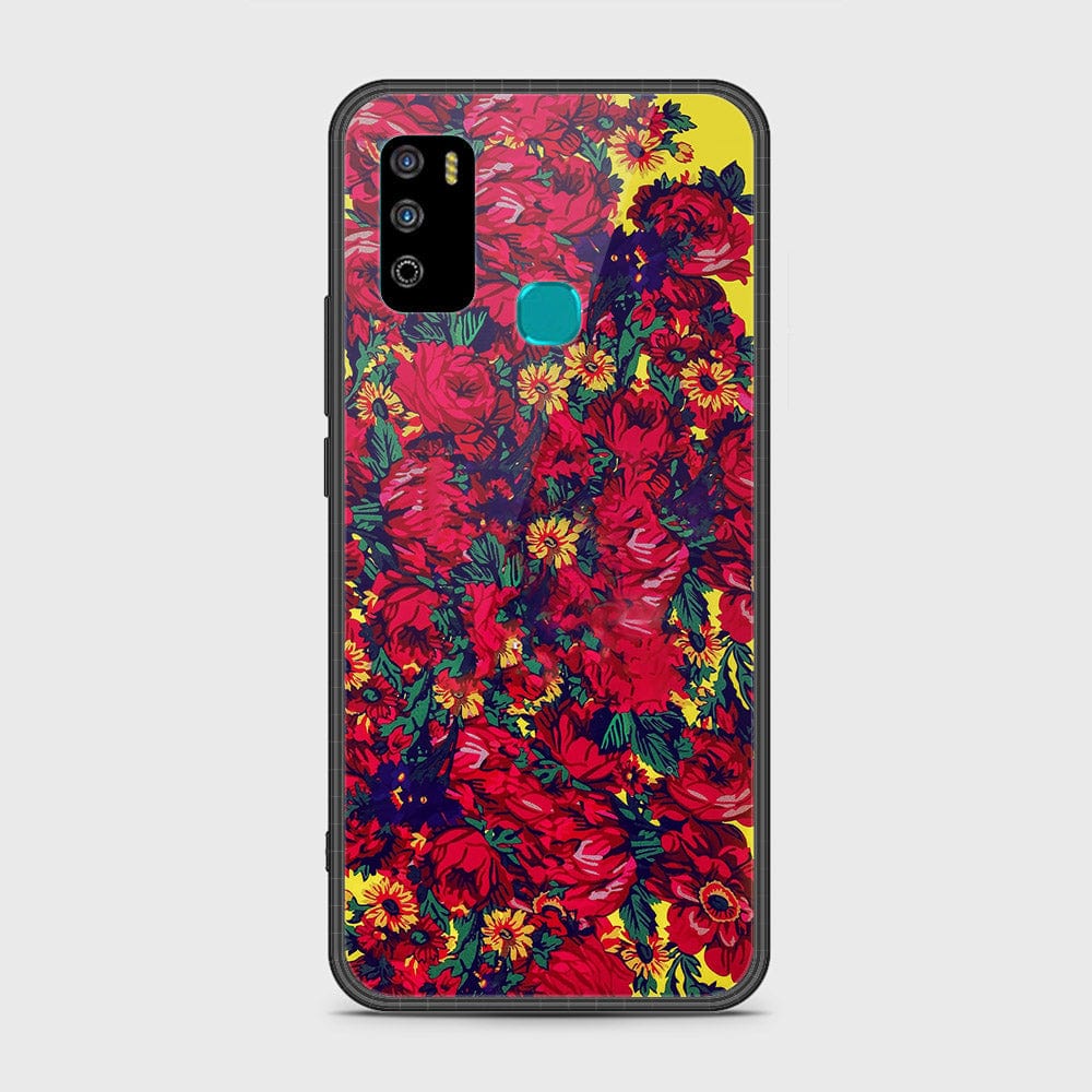 Infinix Hot 9 Play Cover- Floral Series - HQ Ultra Shine Premium Infinity Glass Soft Silicon Borders Case