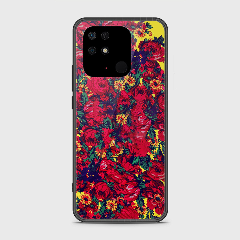 Xiaomi Redmi 10C Cover- Floral Series - HQ Ultra Shine Premium Infinity Glass Soft Silicon Borders Case