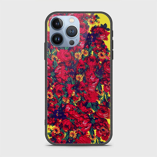 iPhone 14 Pro Cover- Floral Series - HQ Ultra Shine Premium Infinity Glass Soft Silicon Borders Case