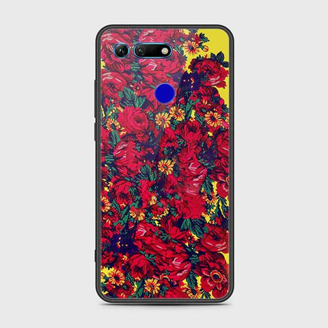 Huawei Honor View 20 Cover - Floral Series - HQ Ultra Shine Premium Infinity Glass Soft Silicon Borders Case