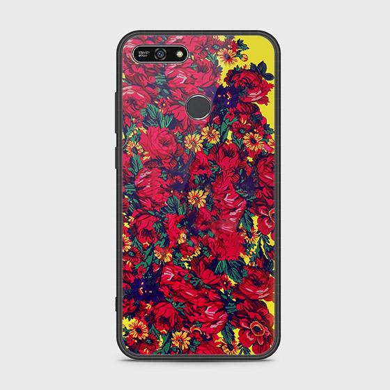 Honor 7A Cover - Floral Series - HQ Ultra Shine Premium Infinity Glass Soft Silicon Borders Case