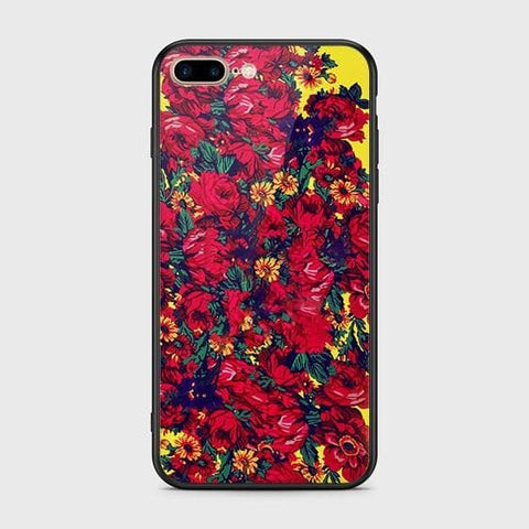 iPhone 7 Plus Cover - Floral Series - HQ Ultra Shine Premium Infinity Glass Soft Silicon Borders Case