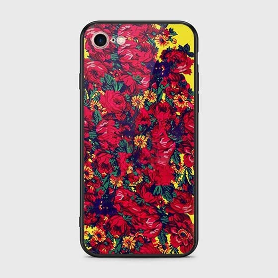 iPhone 8 / 7 Cover - Floral Series - HQ Ultra Shine Premium Infinity Glass Soft Silicon Borders Case