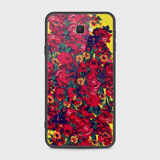 Samsung Galaxy J7 Prime Cover - Floral Series - HQ Ultra Shine Premium Infinity Glass Soft Silicon Borders Case