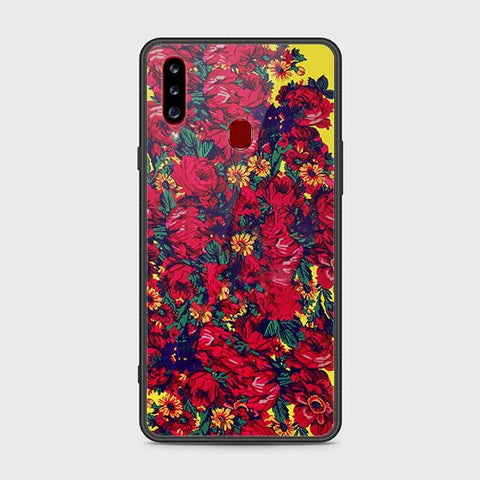 Samsung Galaxy A20s Cover - Floral Series - HQ Ultra Shine Premium Infinity Glass Soft Silicon Borders Case