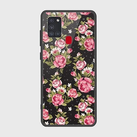 Samsung Galaxy A21s Cover - Floral Series - HQ Ultra Shine Premium Infinity Glass Soft Silicon Borders Case