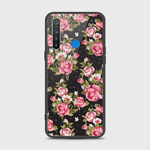 Realme 5 Cover - Floral Series - HQ Ultra Shine Premium Infinity Glass Soft Silicon Borders Case