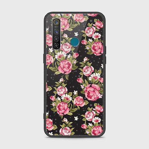 Realme 5 Pro Cover - Floral Series - HQ Ultra Shine Premium Infinity Glass Soft Silicon Borders Case