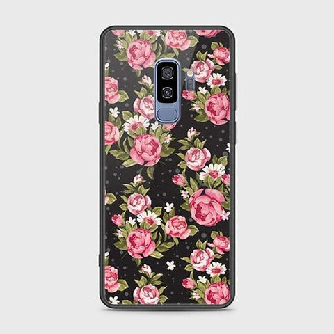 Samsung Galaxy S9 Plus Cover - Floral Series - HQ Ultra Shine Premium Infinity Glass Soft Silicon Borders Case