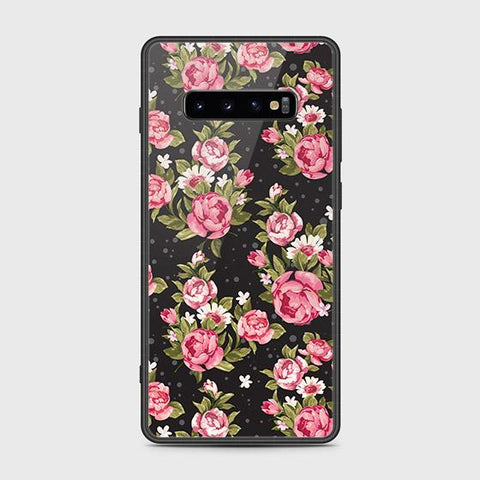 Samsung Galaxy S10 Plus Cover - Floral Series - HQ Ultra Shine Premium Infinity Glass Soft Silicon Borders Case