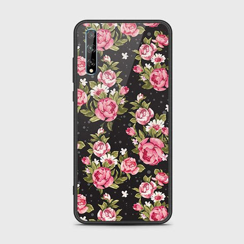 Huawei P Smart S Cover - Floral Series - HQ Ultra Shine Premium Infinity Glass Soft Silicon Borders Case