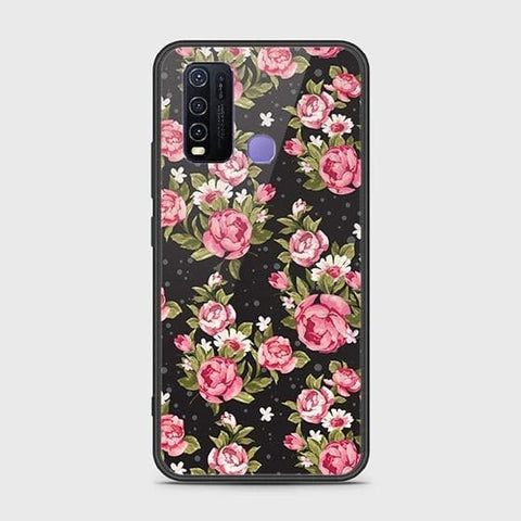 Vivo Y50 Cover - Floral Series - HQ Ultra Shine Premium Infinity Glass Soft Silicon Borders Case