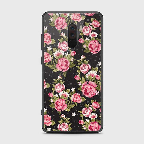 Xiaomi Pocophone F1 Cover - Floral Series - HQ Ultra Shine Premium Infinity Glass Soft Silicon Borders Case