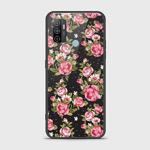 Oppo A53 Cover - Floral Series - HQ Ultra Shine Premium Infinity Glass Soft Silicon Borders Case