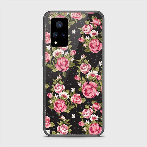 Vivo V21 Cover - Floral Series - HQ Ultra Shine Premium Infinity Glass Soft Silicon Borders Case