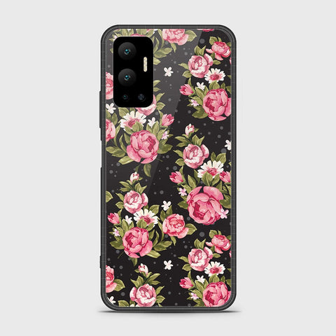 Infinix Hot 12 Cover- Floral Series - HQ Ultra Shine Premium Infinity Glass Soft Silicon Borders Case