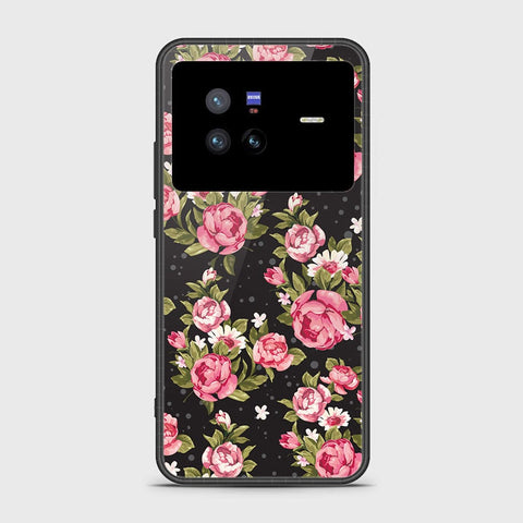 Vivo X80 Cover- Floral Series - HQ Ultra Shine Premium Infinity Glass Soft Silicon Borders Case