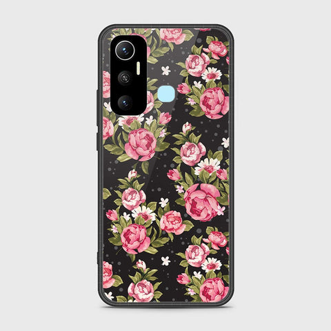 Infinix Hot 11 Cover- Floral Series - HQ Ultra Shine Premium Infinity Glass Soft Silicon Borders Case