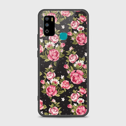 Infinix Hot 9 Play Cover- Floral Series - HQ Ultra Shine Premium Infinity Glass Soft Silicon Borders Case