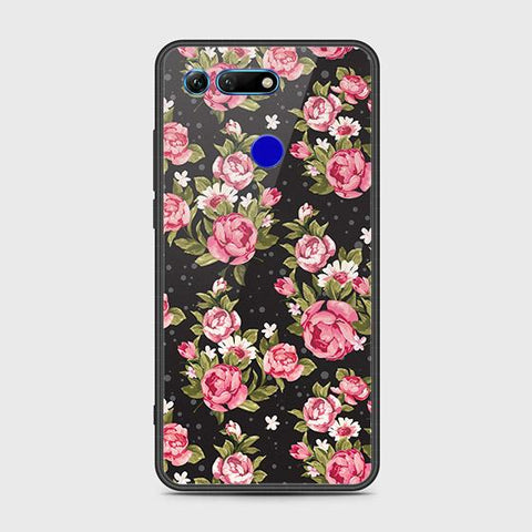 Huawei Honor View 20 Cover - Floral Series - HQ Ultra Shine Premium Infinity Glass Soft Silicon Borders Case